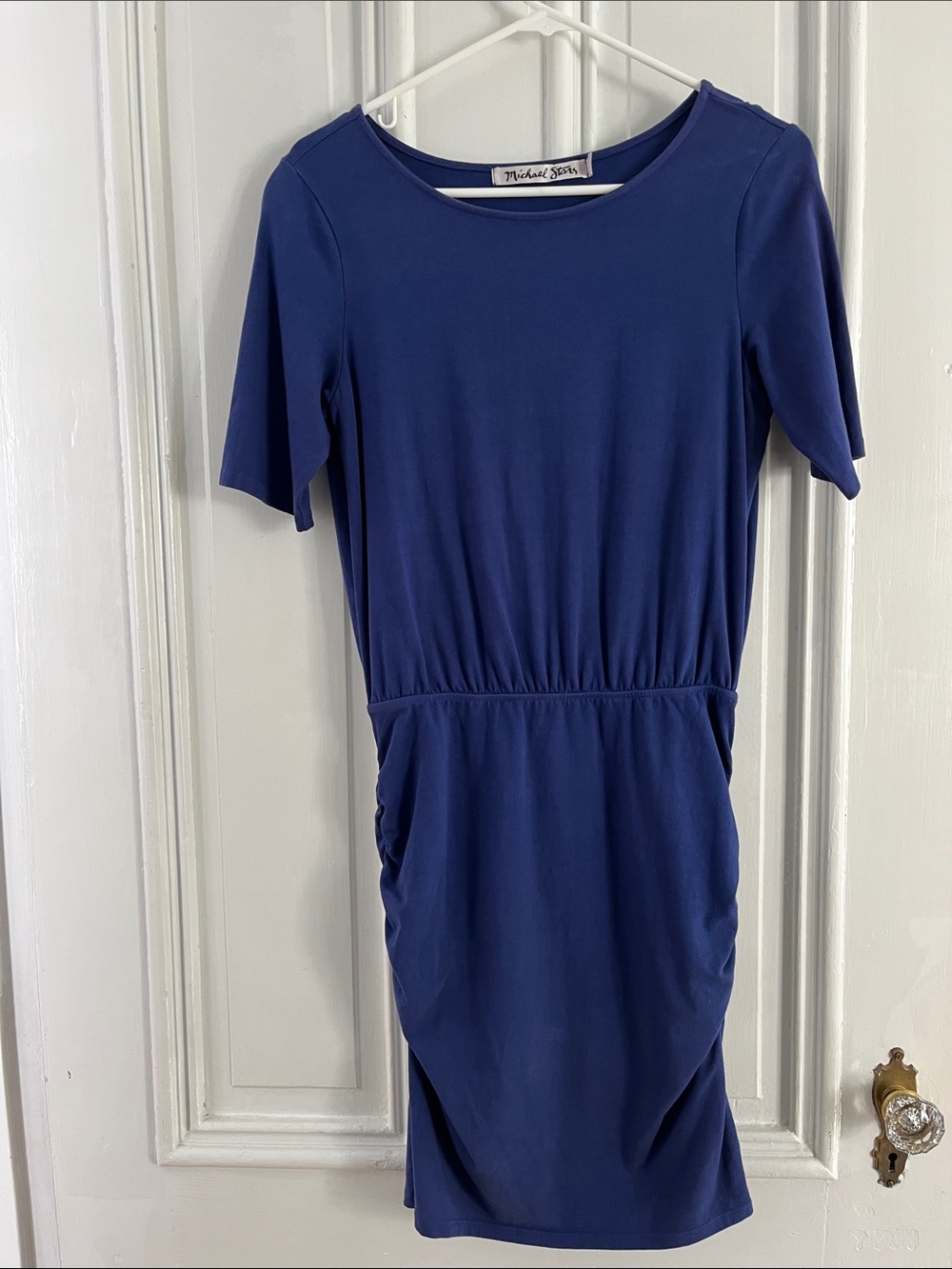 Michael Stars Royal Blue Short Sleeve Gathered Waist Mini Dress - Small Petite